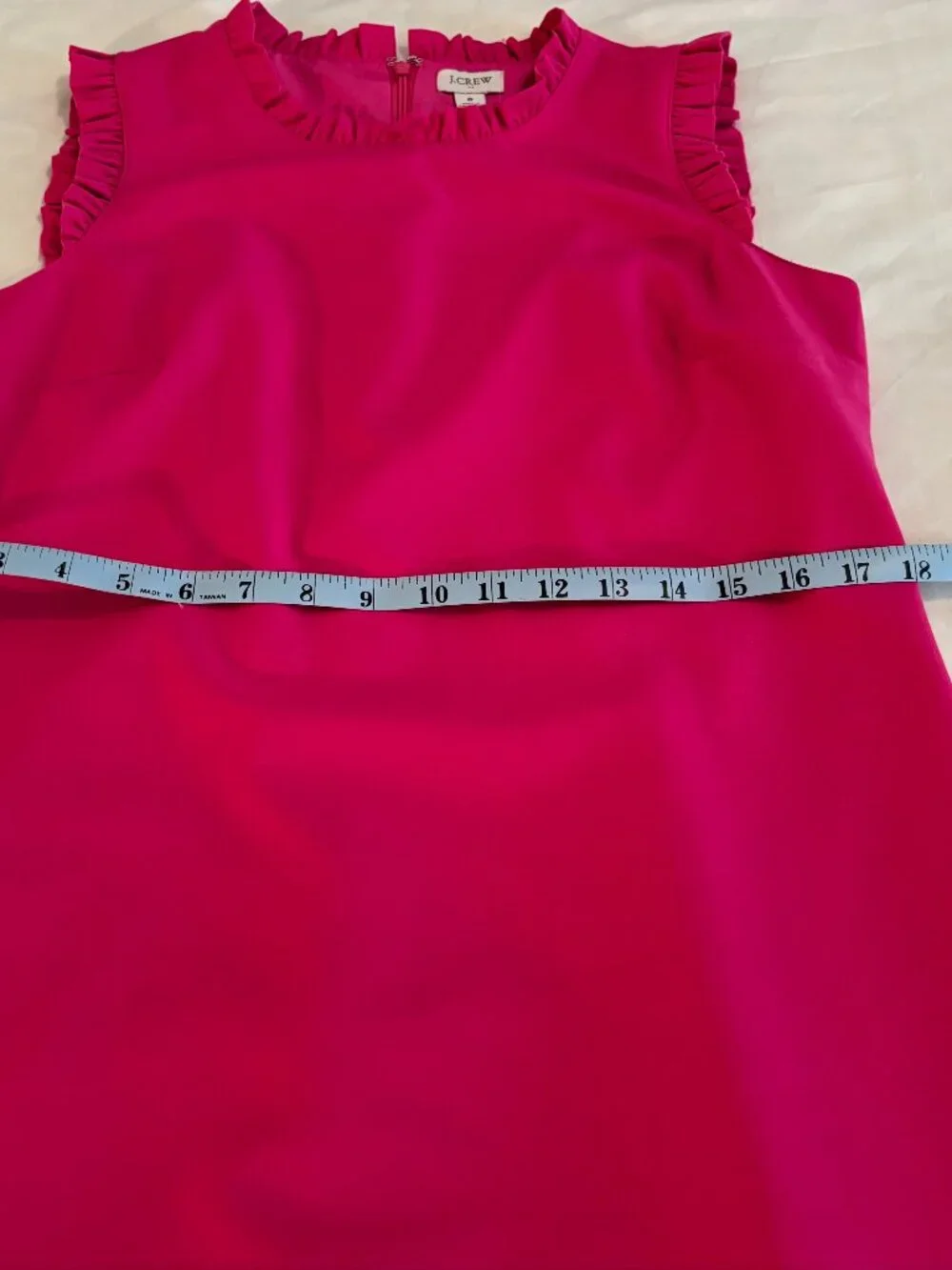J. Crew Fuchsia Pink Ruffle Trim Sleeveless A-Line Dress Classic Career Sz 8
